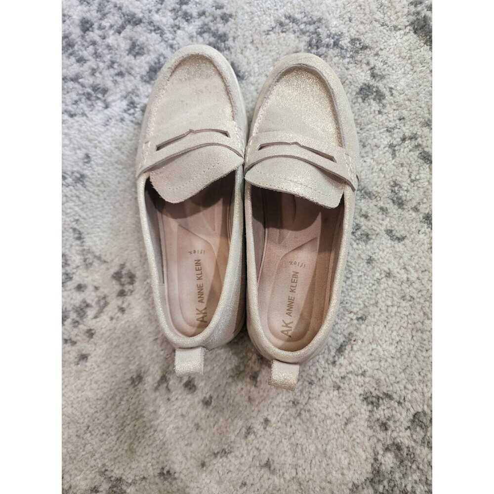 Anne Klein Livvey Tan Beige Leather Loafers Women’s 9M Sparkly Glitter - Picture 6 of 10